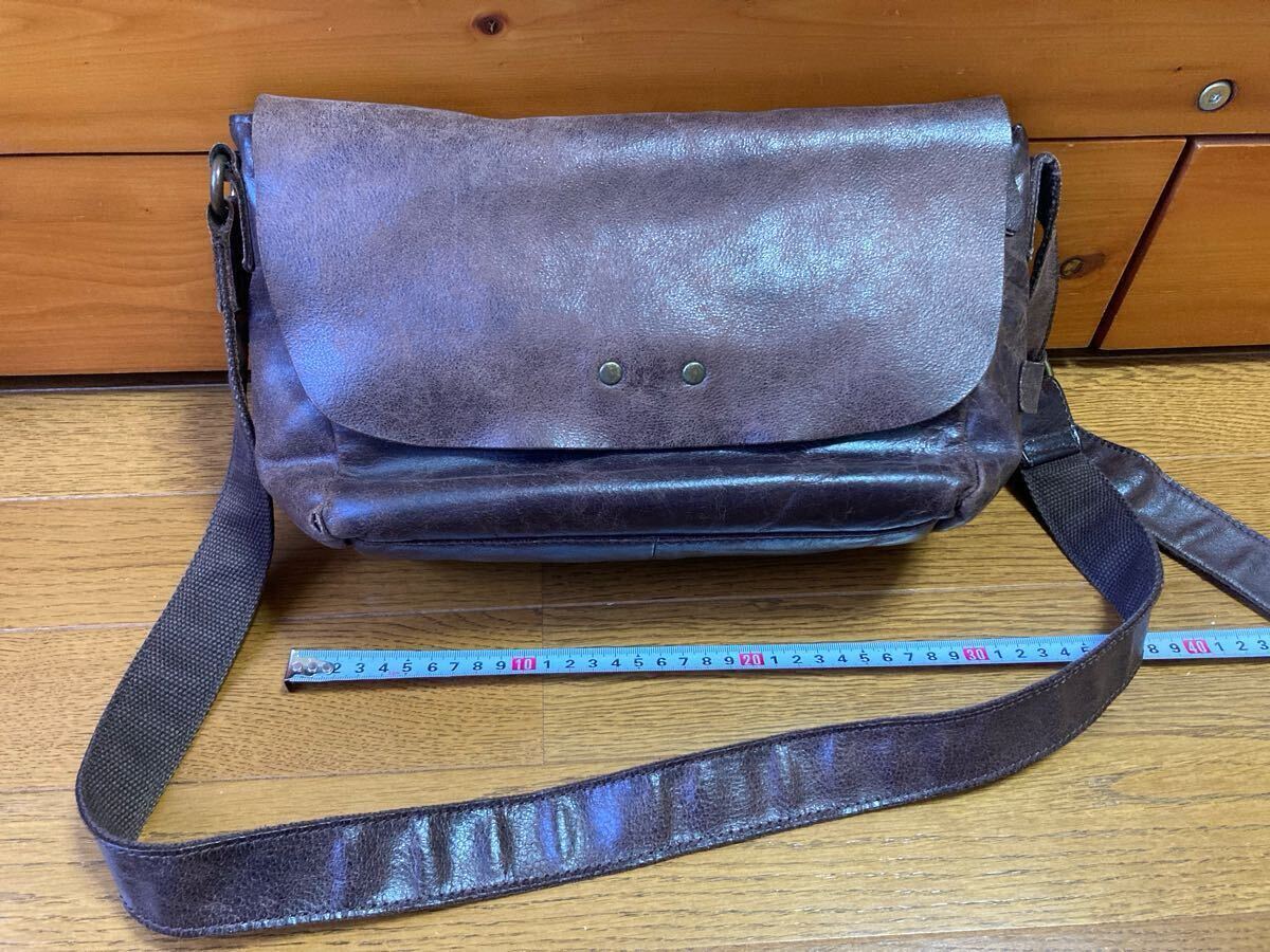 HARE!レザーメッセンジャーバッグ・ダークブラウン拍卖