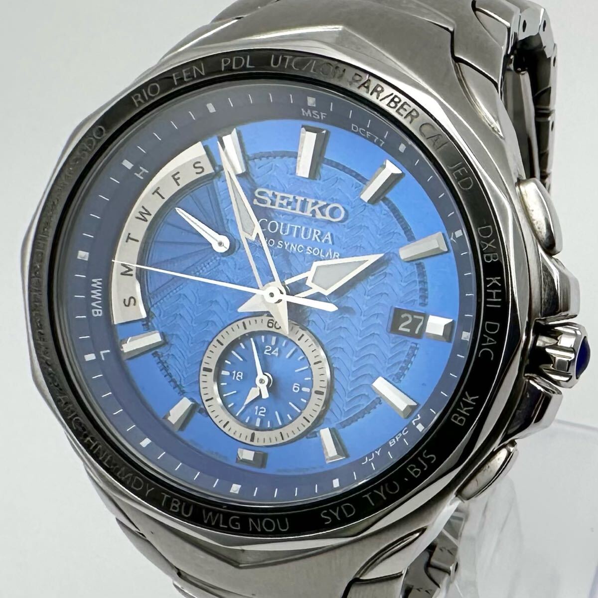 w384 稼働品 セイコー SEIKO SSG019 8B63-0AK0 コーチュラ COUTURA メンズ 腕時計 電波ソーラー デイデイト コマ拍卖