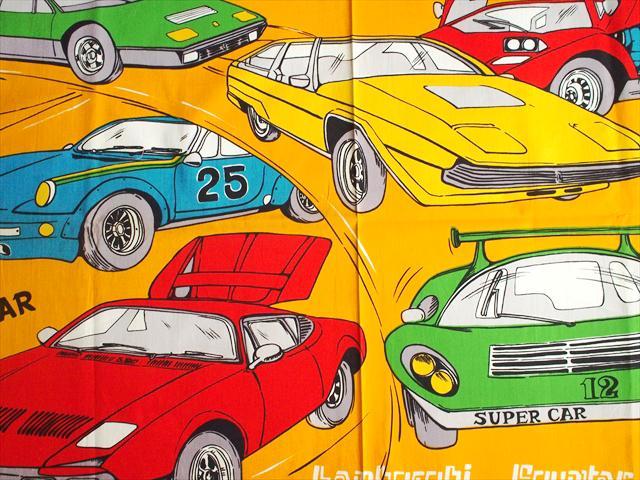 レトロビンテージ生地 ランボルギーニカウンタックフェラーリポルシェスーパーカー柄・105×61・綿拍卖