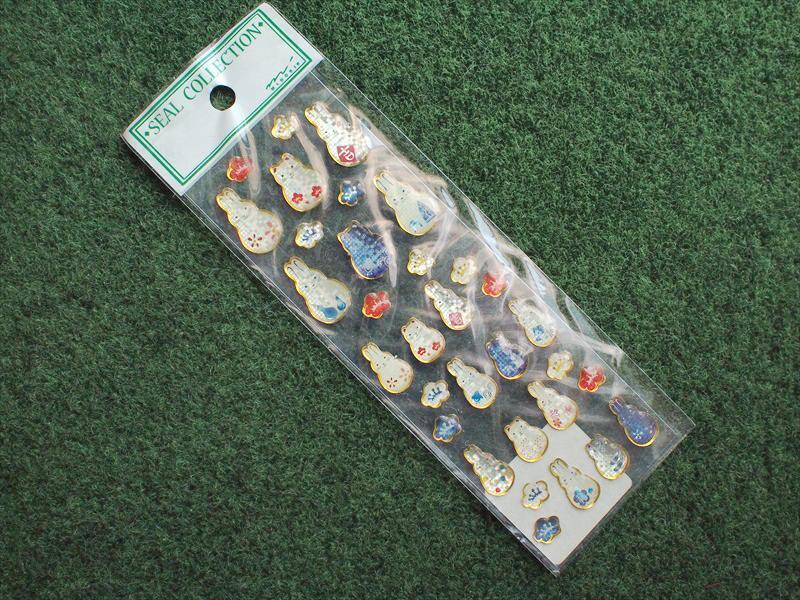 レトロファンシー雑貨*キラキラぷっくり立体シール・ネコとウサギ柄・和風☆デコ文具装飾拍卖
