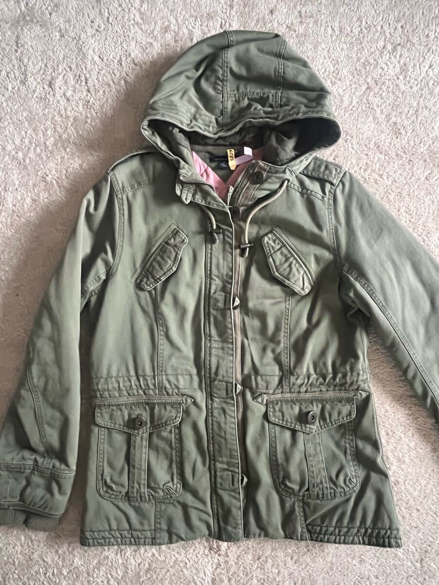 TOMMY HILFIGER トミーヒルフィガー フード付きモッズコート カーキ モッズコート ハーフコート カジュアルコート トミヒル拍卖