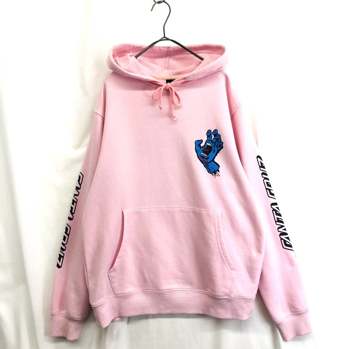 KZ8284★SANTA CRUZ : スクリーミングハンド パーカー★L★ピンク タトゥーロゴ フーディ拍卖