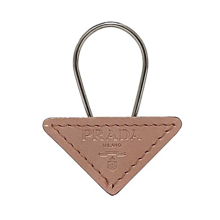 プラダ キーリング f-22608 ピンク シルバー金具 1AP276 美品 メタル レザー 中古 PRADA拍卖