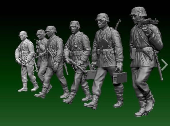 1/144レジンキット 未塗装 WWⅡ ドイツ軍 兵士フィギュア6体 ワールドタンクミュージアム【同梱可能】拍卖