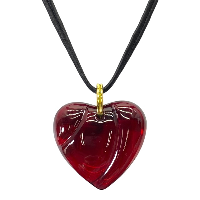 Baccarat バカラ ネックレス ペンダント チョーカー アクセサリー 小物 ハート クリスタル 紐 レッド拍卖