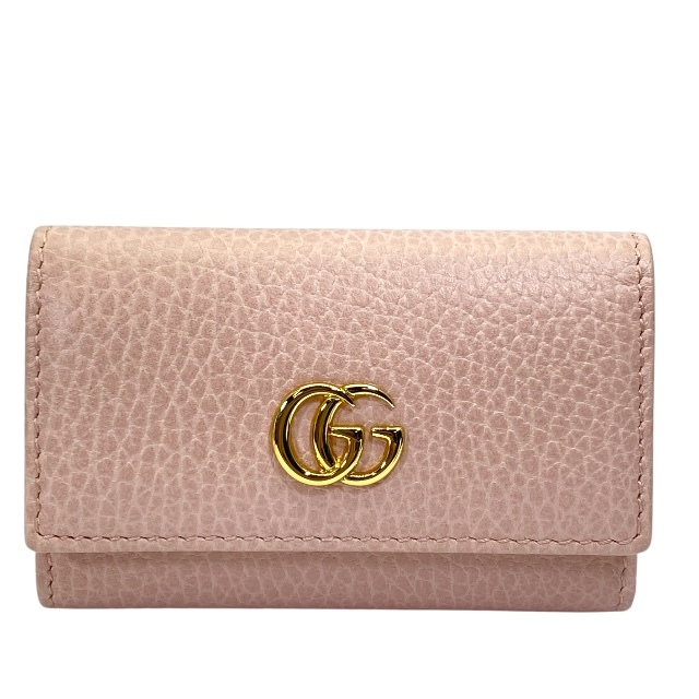 【美品】GUCCI グッチ 456118 GGマーモント 6連 キーケース キーフック コンパクト レザー ピンク拍卖