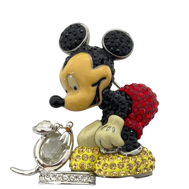 SWAROVSKI スワロフスキー ブローチ ピンブローチ 2005年限定 ミッキーマウス メタル ラインストーン ブラック レッド イエロー拍卖