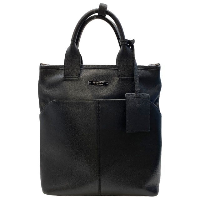 BURBERRY バーバリー 2way ショルダーバッグ トートバッグ 手持ち鞄 肩掛け 斜め掛け ロゴプレート レザー ブラック拍卖