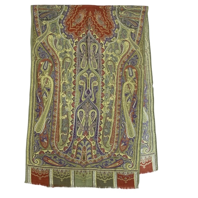ETRO エトロ スカーフ ストール ショール アクセサリー 小物 ペイズリー柄 総柄 ロゴ シルク ウール マルチカラー拍卖