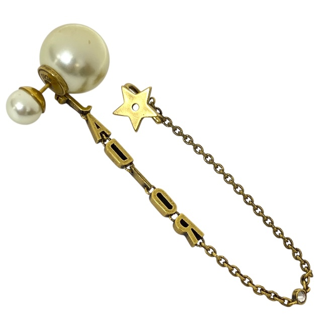 Christian Dior ディオール J'ADIOR ピアス アクセサリー トライバル パール スター チェーン イヤーカフ GP ゴールド ホワイト 片耳用拍卖