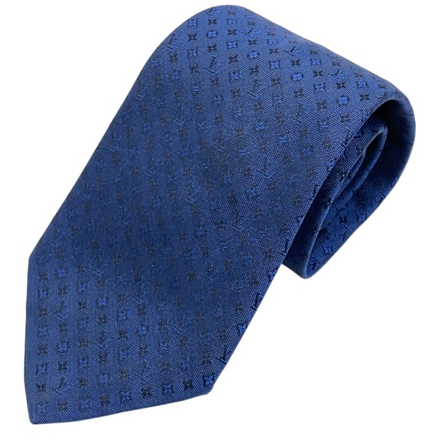 LOUIS VUITTON ルイ ヴィトン M75988 ネクタイ ループタイ アクセサリー クラヴァット・ネオ モノグラミッシム8CM 総柄 シルク ブルー拍卖