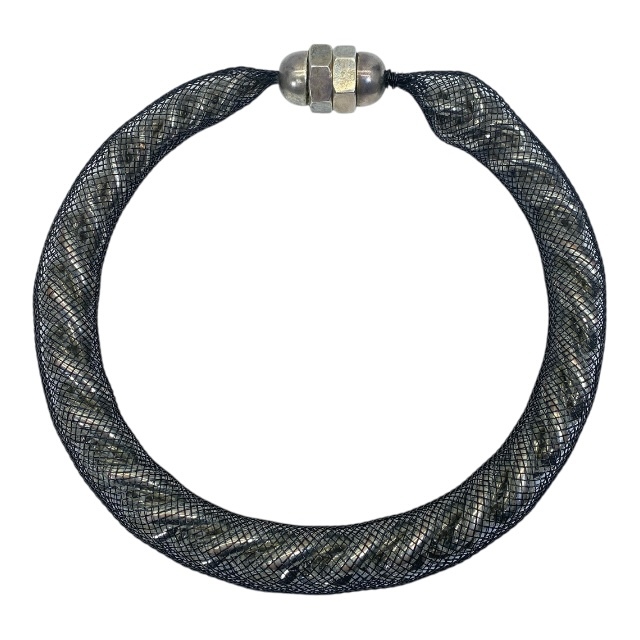 【希少 初期】Jean paul GAULTIER ジャンポールゴルチエ ネックレス チョーカー 小物 マイアミ型 キューバン ネット シルバー ブラック拍卖