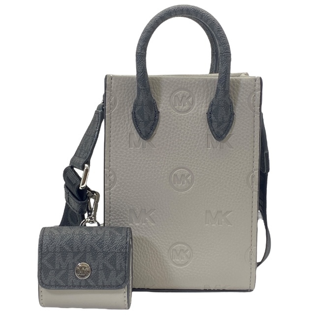 【未使用美品】MICHAEL KORS マイケルコース ショルダーバッグ クロスボディバッグ ミニバッグ ロゴ レザー グレー エアポッズケース付き拍卖