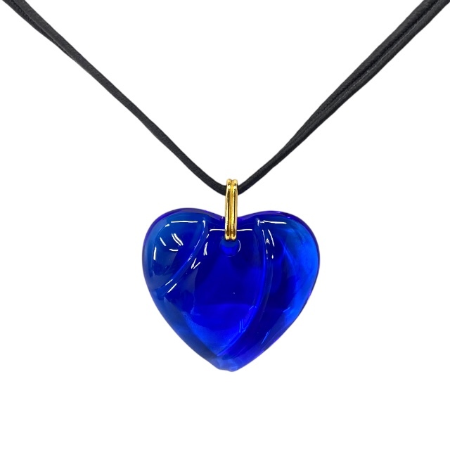 Baccarat バカラ ネックレス ペンダント チョーカー アクセサリー 小物 ハート クリスタル 紐 ブルー ブラック拍卖