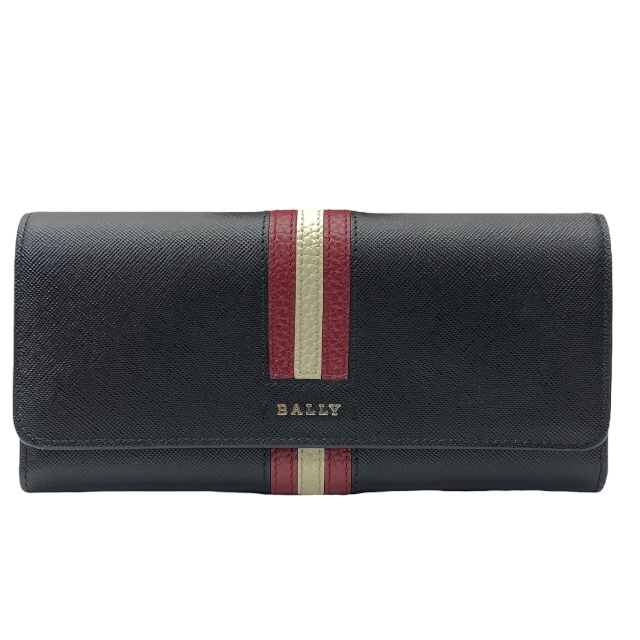 【美品】BALLY バリー 財布 長財布 二つ折り財布 折財布 ロングウォレット ロゴ レザー ブラック レッド ホワイト拍卖
