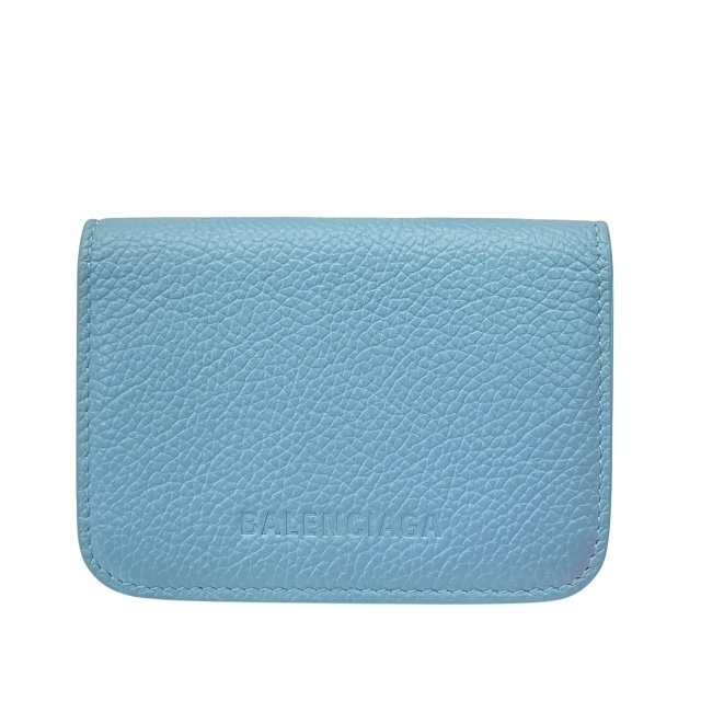 BALENCIAGA バレンシアガ 財布 三つ折り財布 折財布 コンパクトウォレット ミニ財布 ロゴ レザー ブルー拍卖