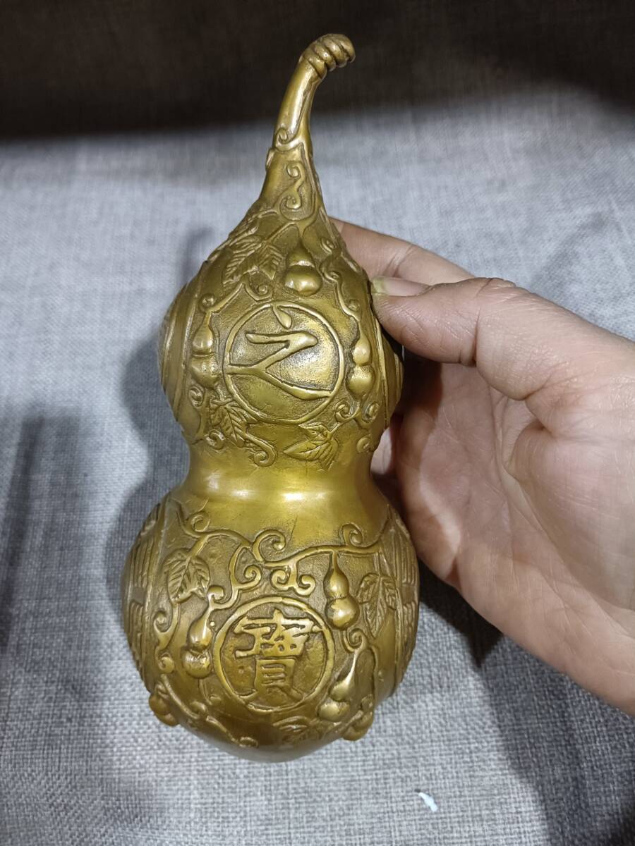 清時代 旧藏 珍品 葫芦 置物 鎮宅之宝 八卦紋 極細工 古賞物 古美味 東洋彫刻 時代物 骨董 中国古美術拍卖