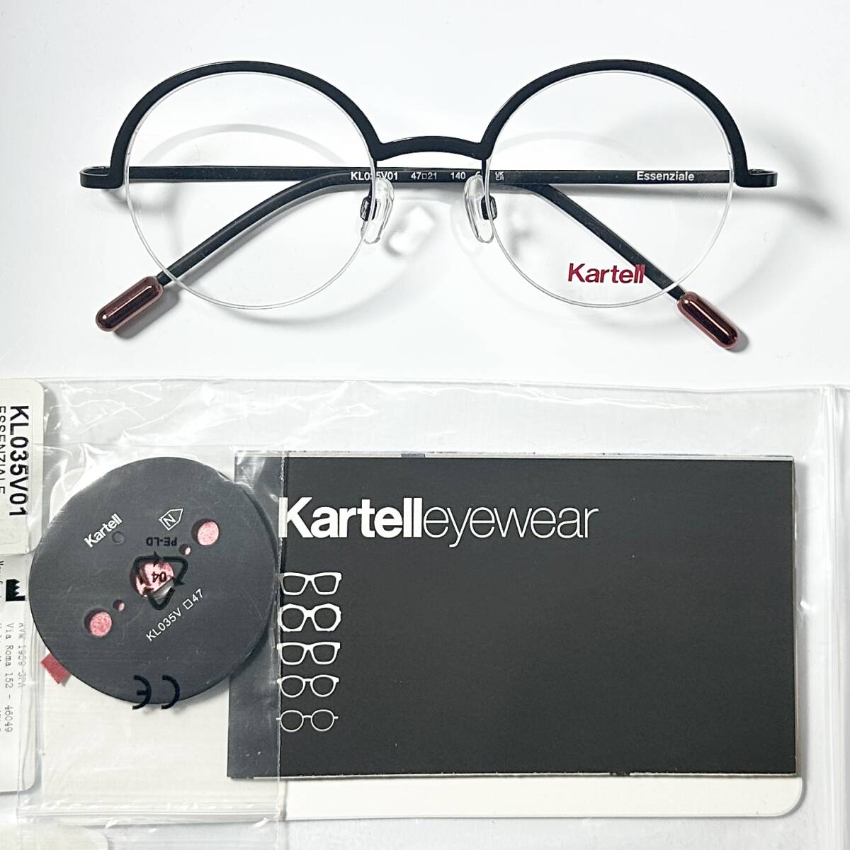 処分価格 Kartell KL035V01 純正新品 イタリア社 カルテル / 黒 / 丸メガネ / 純正ケース他付属付き拍卖