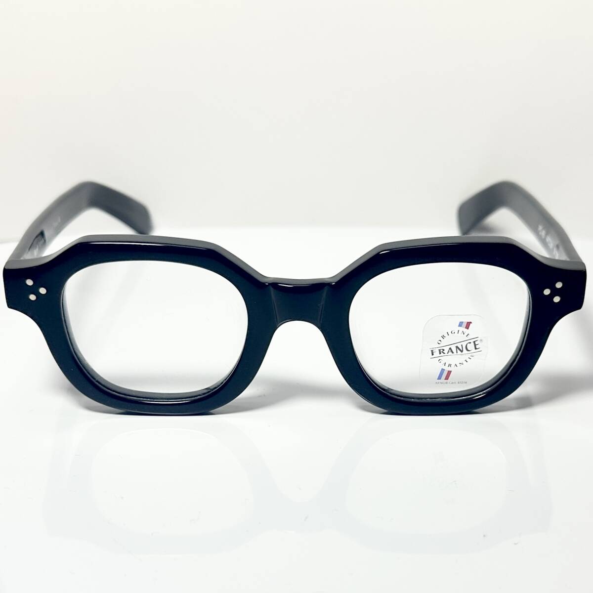 8mm厚 未使用 特価品 マリル 極太メガネ Frame France フレームフランス Maryll 黒 クラウンパント似 3dot 純正ケース付き拍卖