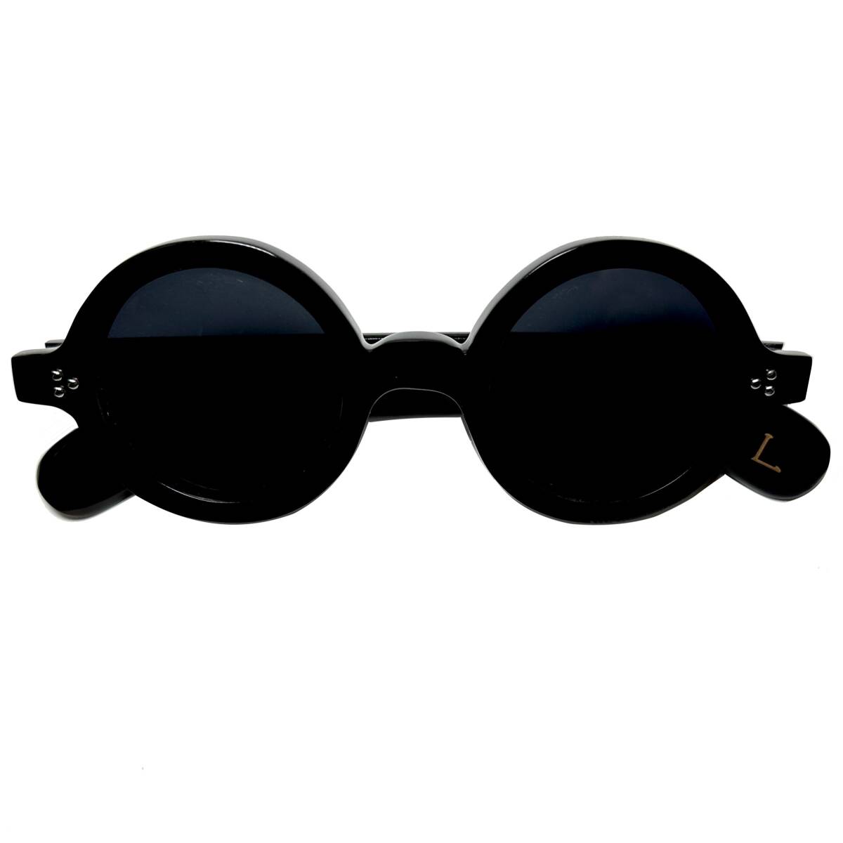 参考価格11万 LOUVRE - Moliere サングラス 黒 水牛の角 3dots ハンドメイド 純正本物 バッファローホーン / 丸メガネ拍卖