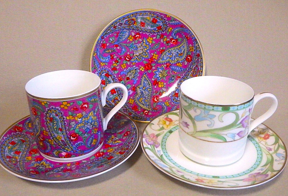 ★未使用 NARUMI Mila Schon 柄ちがいカップ&ソーサー2客とお皿1枚 ミラ・ショーン拍卖