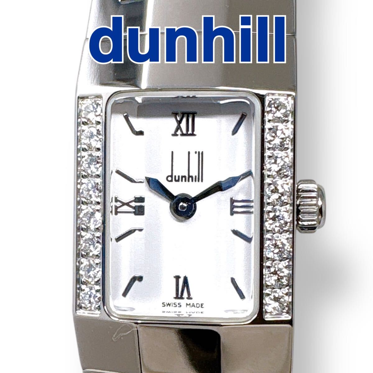 ダンヒル dunhill ベビーファセット 8016 ダイヤ ホワイト文字盤 白 シルバー クォーツ QZ レディース 腕時計 時計 ブランド 稼働 美品拍卖
