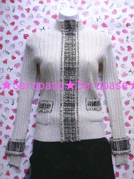 ★05Aシャネル CHANEL Paris-Tokyo素敵なニット ジャケットカーディガン36拍卖