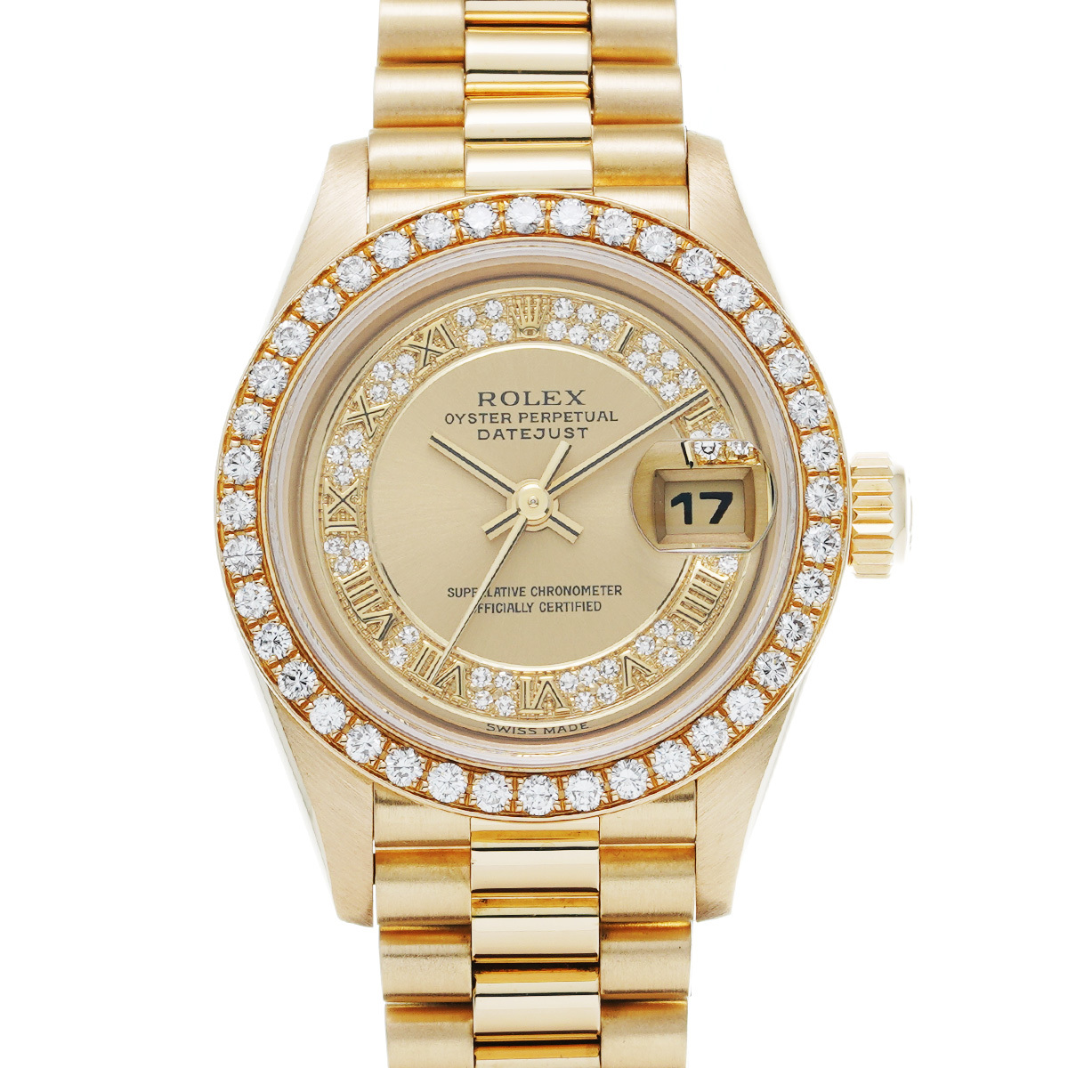 ロレックス デイトジャスト 69138MR L番(1989年頃製造) シャンパン/ミリヤードダイヤモンド レディース 腕時計 自動巻き 中古 銀蔵拍卖