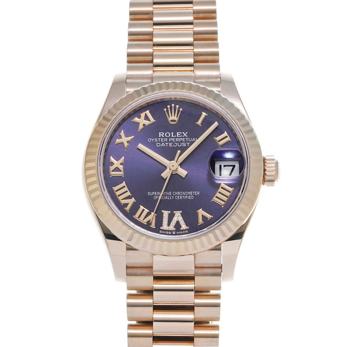 ロレックス デイトジャスト 278275 ランダムシリアル オーベルジーヌ/ダイヤモンド ボーイズ 腕時計 自動巻き 中古 銀蔵拍卖