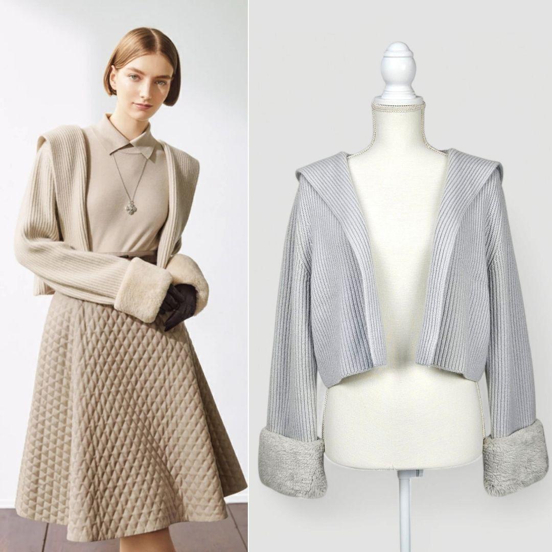 【新品同様】フォクシー カシミヤ ヌートリア ニット 42 カーディガン ブルー FOXEY L Humming ハミング ジャケット 2021拍卖