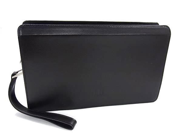 ■新品同様■ dunhill ダンヒル レザー セカンドバッグ クラッチバッグ 紳士 ビジネス メンズ ブラック系 FG4981拍卖