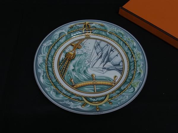 ■新品■未使用■ HERMES エルメス PATCHWORK 【突風】 ダイナースクラブ 皿 プレート 食器 テーブルウェア グリーン系 BP0696拍卖