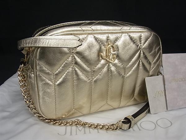 ■極美品■ JIMMY CHOO ジミーチュウ JCロゴ レザー クロスボディ ショルダーバッグ 肩掛け レディース ゴールド系 BP0452拍卖
