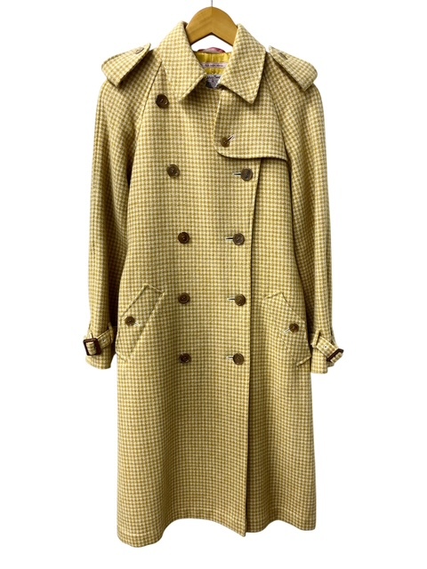 ■美品■PS Paul Smith Women×Harris Tweed ポールスミス×ハリスツイード 千鳥格子柄 ウール トレンチコート サイズ40■総柄 マスタード 拍卖