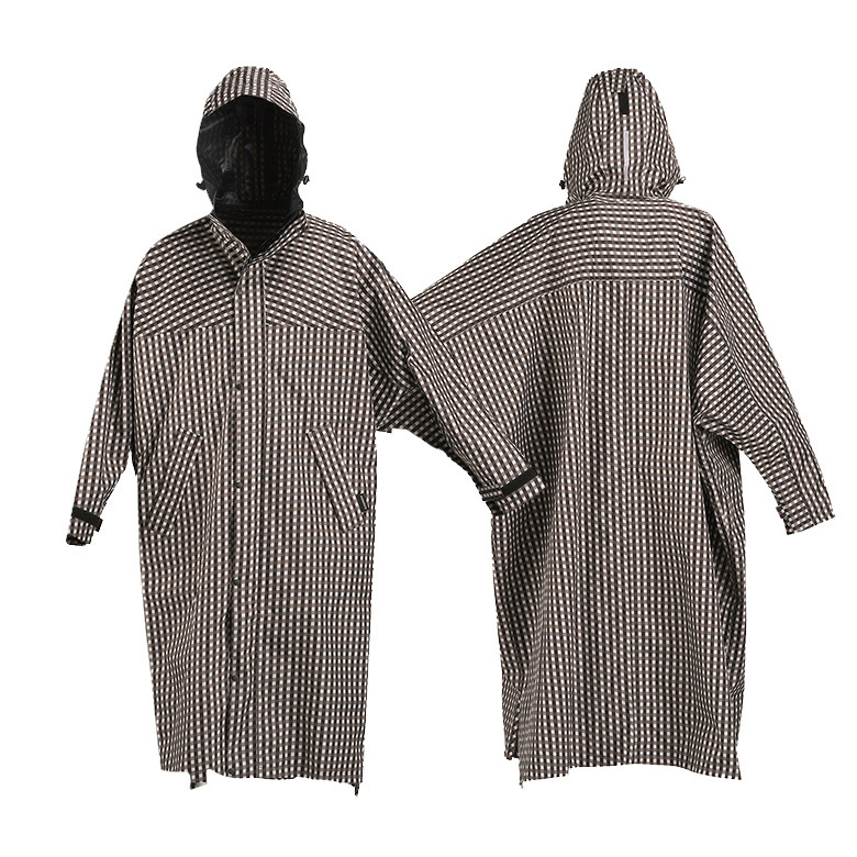 【3~4日以内発送】レインウェア サイクルモード ハイポンチョ(ギンガム) 通勤 通学 送迎 自転車 男女兼用 シンプル リュックOK 即納拍卖