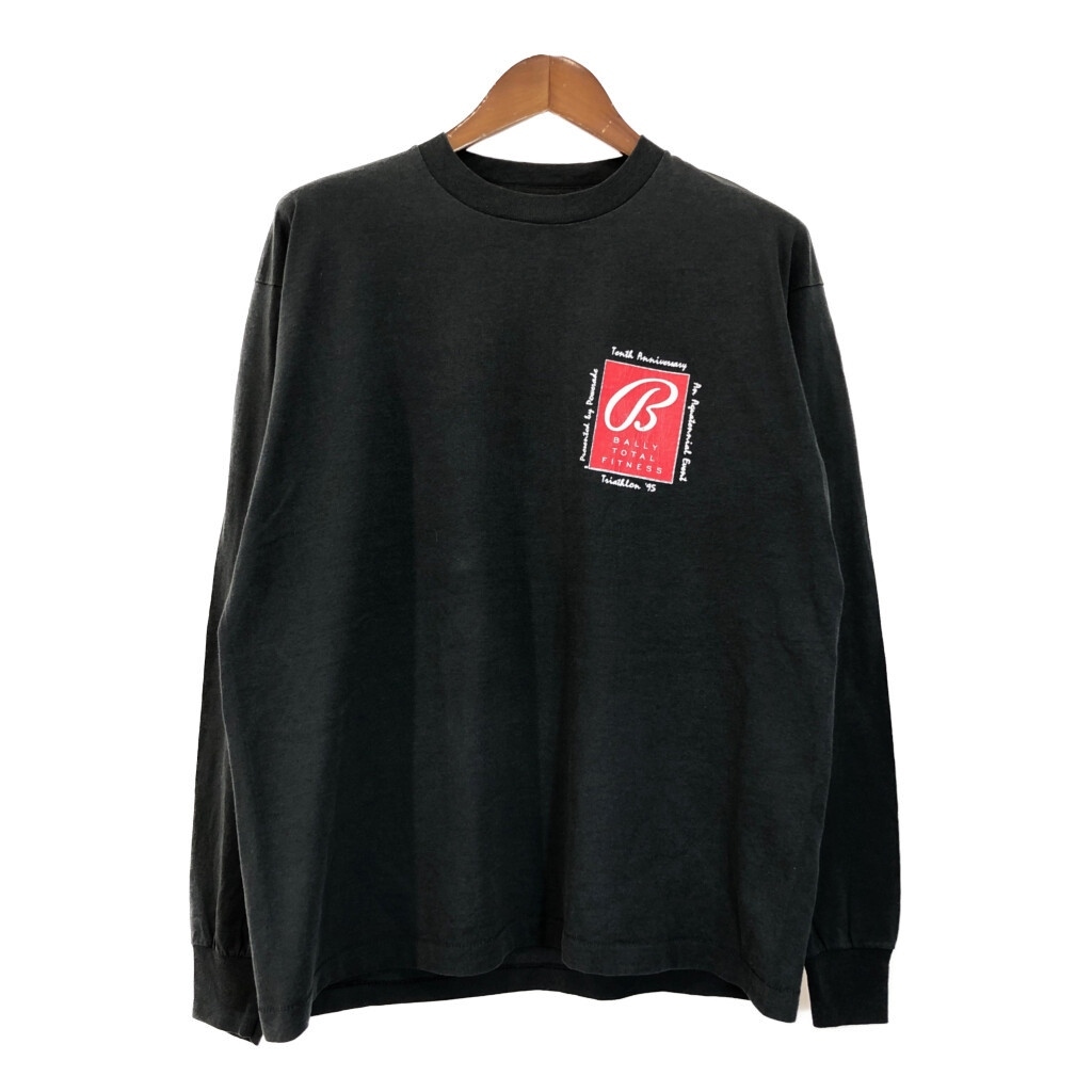 90年代 USA製 FRUIT OF THE LOOM フルーツオブザルーム 長袖Tシャツ ブラック(メンズ XL )中古 古着 T5195拍卖