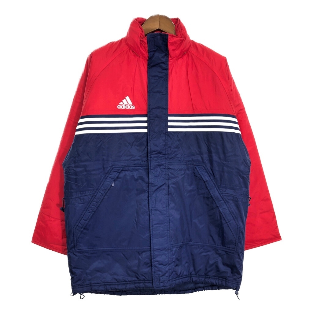 90年代 adidas アディダス 中綿 ナイロンジャケット スポーツ ネイビー (メンズ L) 中古 古着 T1681拍卖