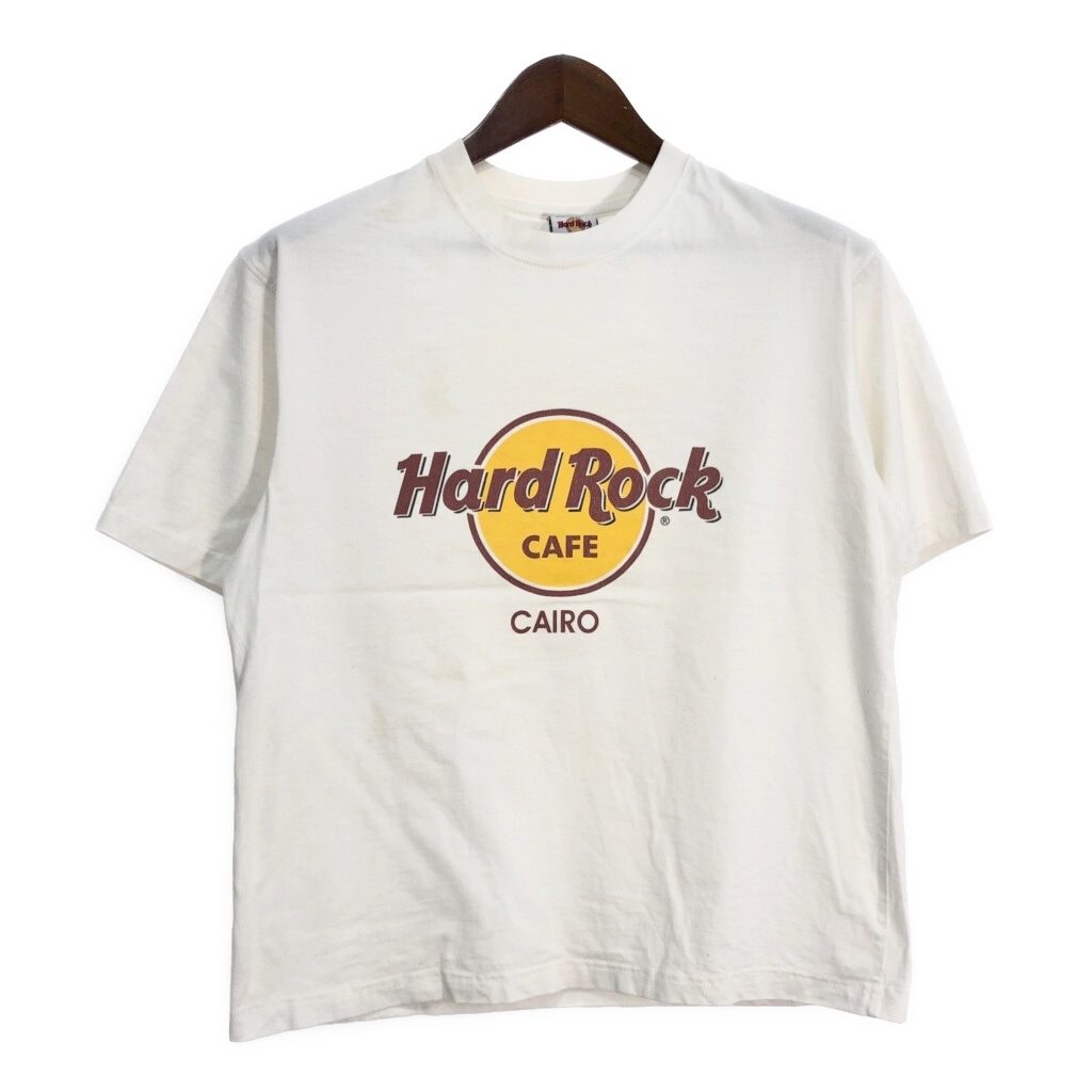 90年代 Hard Rock Cafe ハードロックカフェ 半袖Tシャツ ホワイト(メンズ LARGE)中古 古着 T5571拍卖