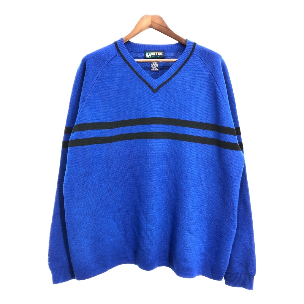 90年代 Eddie Bauer エディーバウアー EBTEK ウール ニット セーター アウトドア ブルー(メンズ XL )中古 古着 T2090拍卖