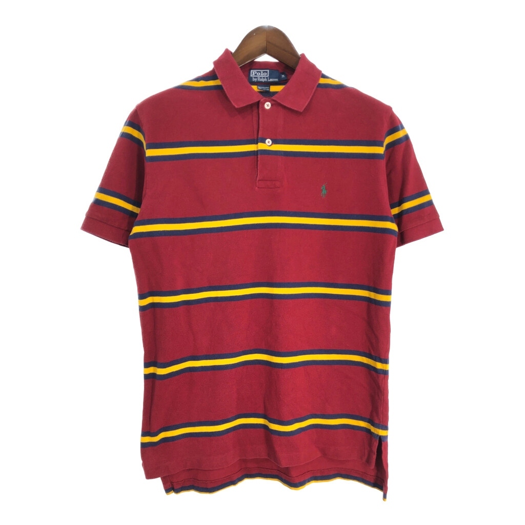 Polo by Ralph Lauren ポロ ラルフローレン ポロシャツ ボーダー ワインレッド(メンズ M )中古 古着 T5655拍卖