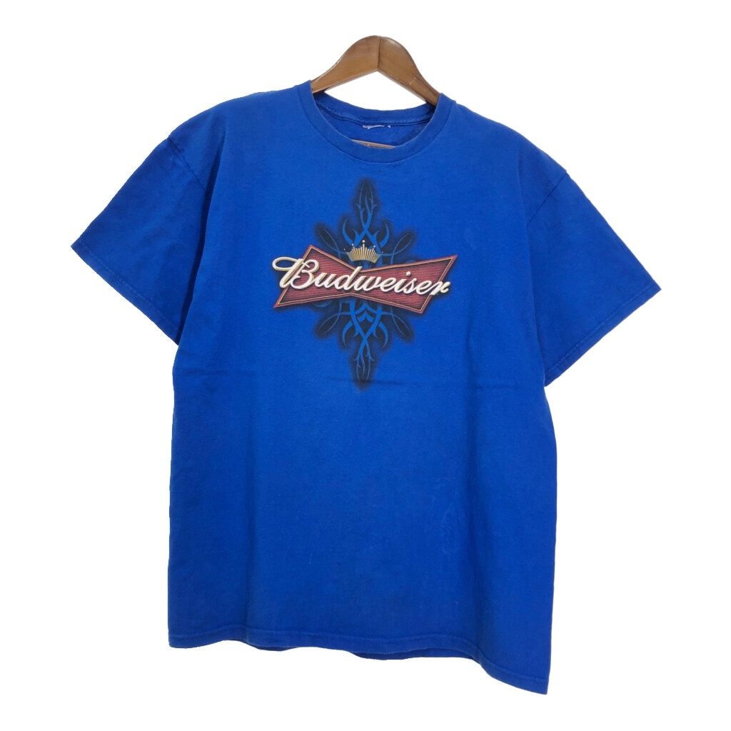 Budweiser バドワイザー 半袖Tシャツ 企業ロゴ ブルー(メンズ XL相当)中古 古着 T6686拍卖