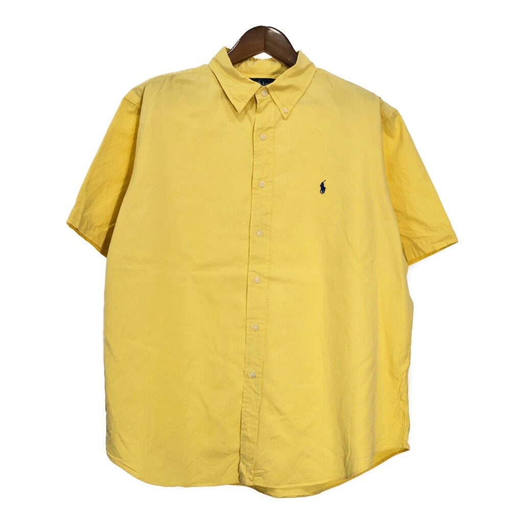 RALPH LAUREN ラルフローレン 半袖シャツ 大きいサイズ ワンポイントロゴ イエロー(メンズ XXL)中古 古着 T5817拍卖