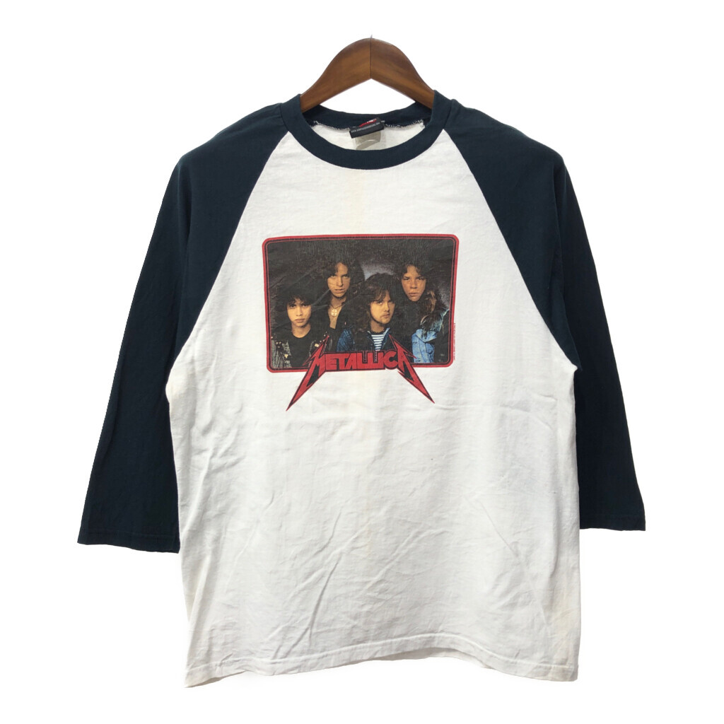 00年代 GIANT ジャイアント METALLICA メタリカ 7分丈 長袖Tシャツ バンドT ホワイト (メンズ M) Q6261拍卖