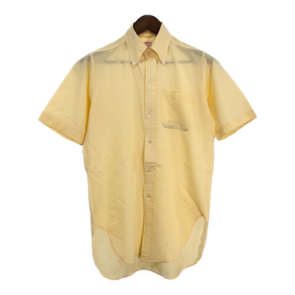 90年代 Brooks Brothers ブルックスブラザーズ ボタンダウン 半袖シャツ イエロー(メンズ 14 1/2)中古 古着 T5836拍卖