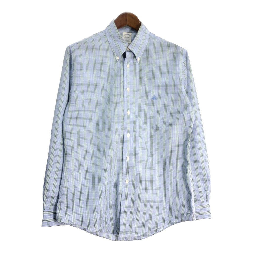 Brooks Brothers ブルックスブラザーズ ボタンダウン 長袖シャツ チェック ライトブルー(メンズ M)中古 古着 T5871拍卖