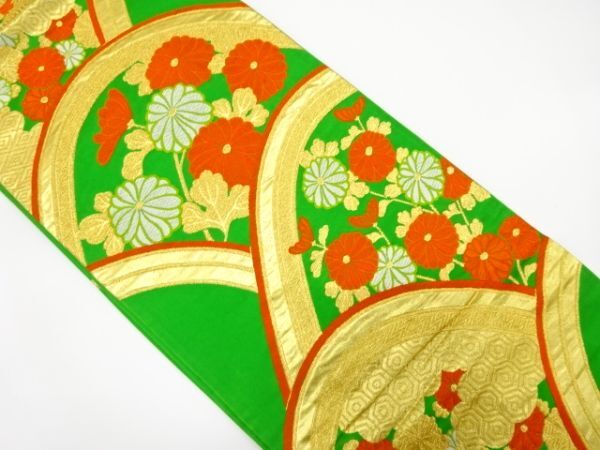 ys7318265; 宗sou 菊に古典柄織り出し袋帯(材料)【アンティーク】【着】拍卖