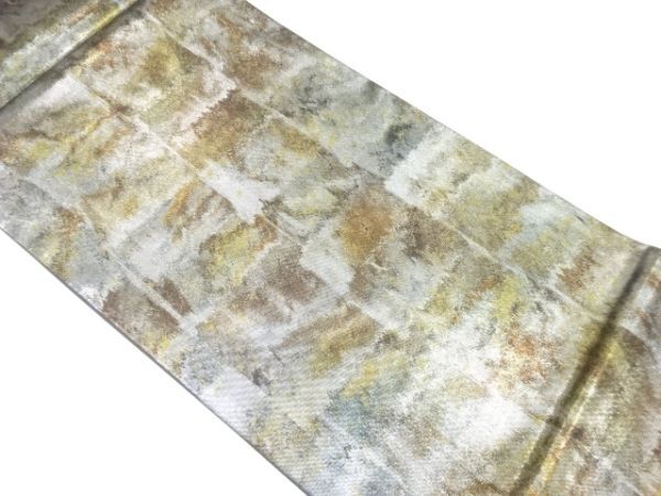 ys7341020; 宗sou 引箔 変わり格子模様織り出し 全通袋帯【着】拍卖