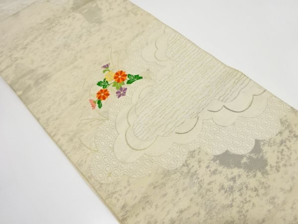 ys7343474; 宗sou 雲取りに菊模様織り出し袋帯(材料)【アンティーク】【着】拍卖
