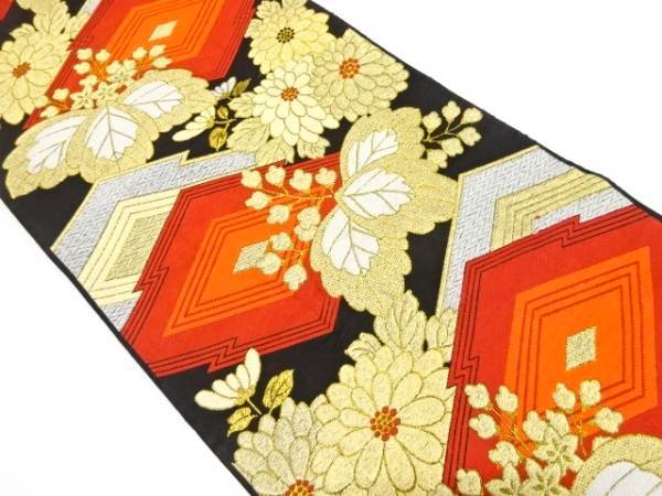 ys7343414; 宗sou 松皮菱に菊・桐模様織り出し袋帯(材料)【アンティーク】【着】拍卖