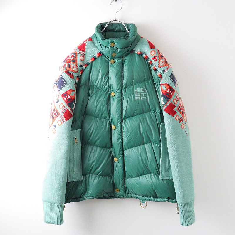 定価36.3万 2022AW LEON掲載品 エトロ ETRO ジャガードニットコンビダウンジャケット L/グリーン カーペット -.【2400014245448】拍卖